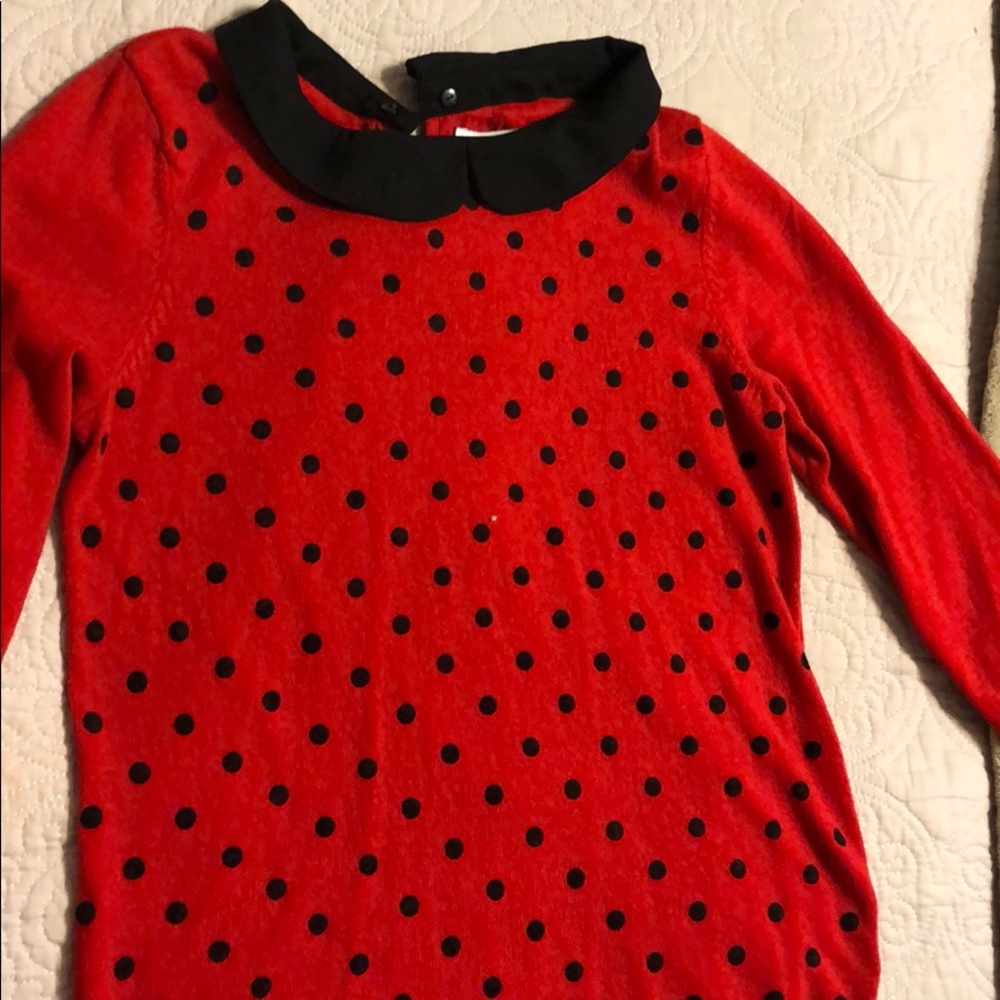 Elle red folks dots blouse for women.